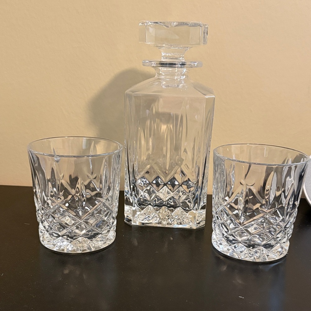 Waterford Crystal Clear Decanter and Glass Set